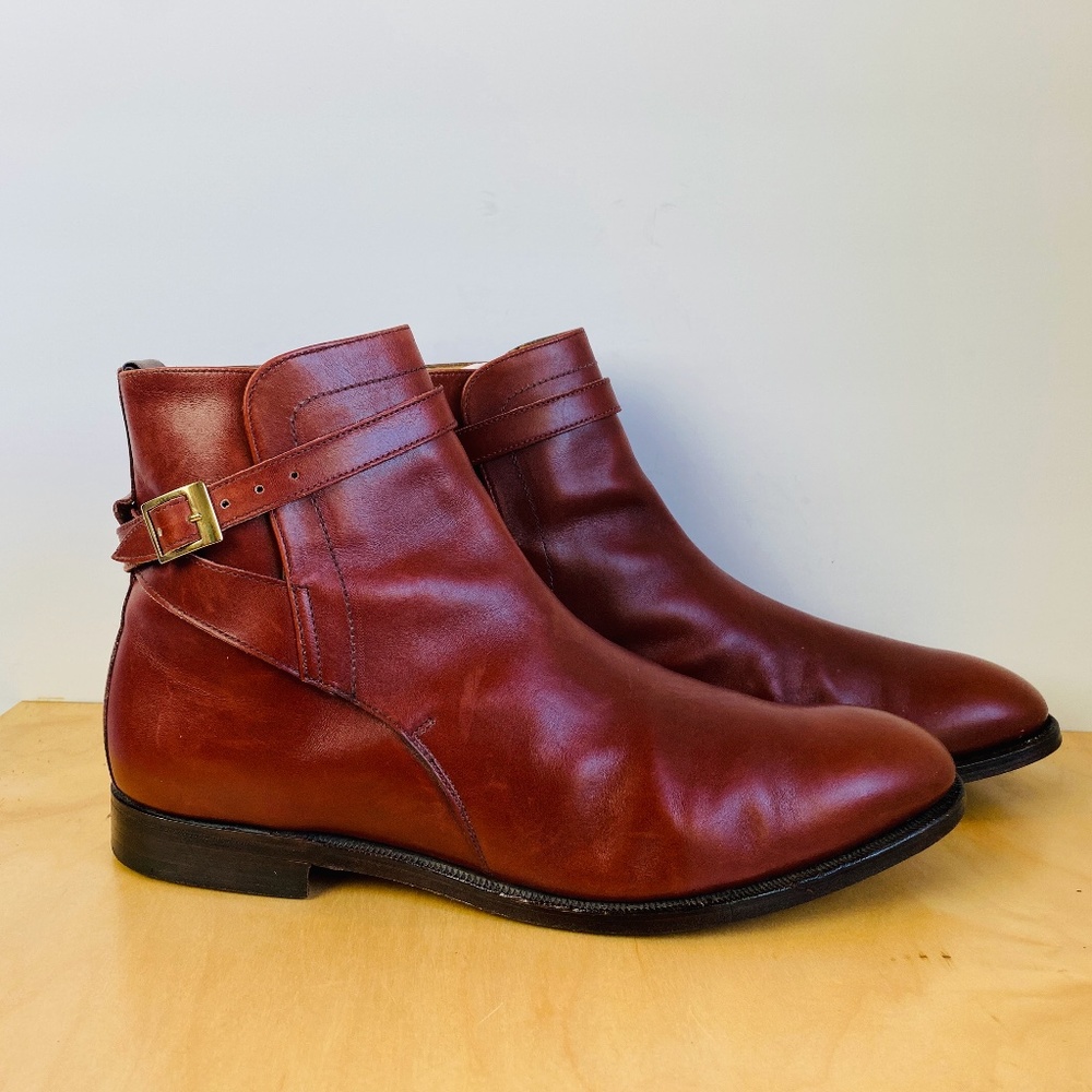 Alfred Sargant, Mens Jodhpur Boots Burgundy Color Calf Leather, 12.5 / 13.